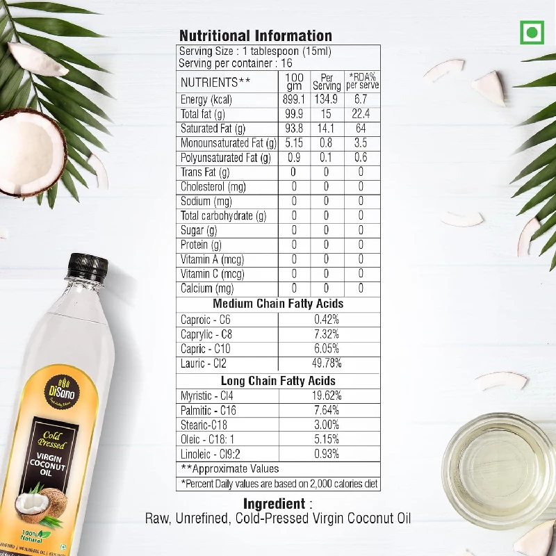 DiSano Cold Pressed Virgin Coconut Oil, 250 ml-5.webp